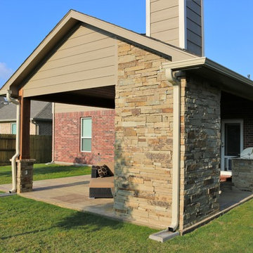 Covered Patio with Outdoor Kitchen and Fireplace-Cinco Ranch, Katy, Texas