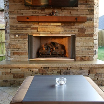 Covered Patio with Outdoor Kitchen and Fireplace-Cinco Ranch, Katy, Texas