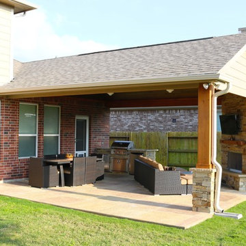 Covered Patio with Outdoor Kitchen and Fireplace-Cinco Ranch, Katy, Texas