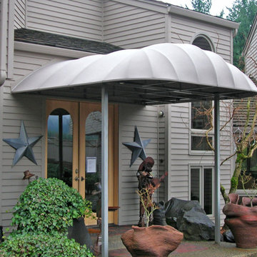 Curved entryway awning