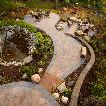Curves and Character: Multi-level patio and retaining wall