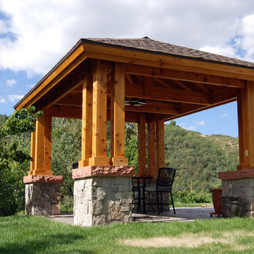 Custom 14' x 18' Timber Frame & Stone Pavilion