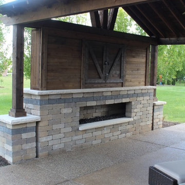 Custom Covered California Fireplace and TV Cabinet (Zionsville, IN)