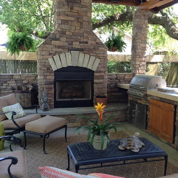 Custom Fireplace and Built-In Kitchen