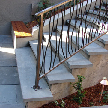 Custom Iron Hand Railing in Bluestone Stairs
