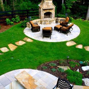 Custom Outdoor Fireplace and Seating Area