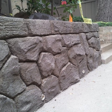 Dallas carved  concrete  Retaining  wall