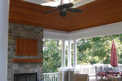 Inspiration for a mid-sized timeless backyard patio kitchen remodel in New York with decking and a gazebo