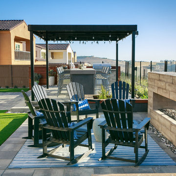 Del Sur - Custom Metal Pergola with Fire Place and BBQ Area