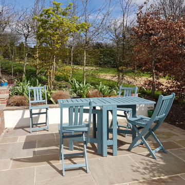 East Keswick garden patio in spring
