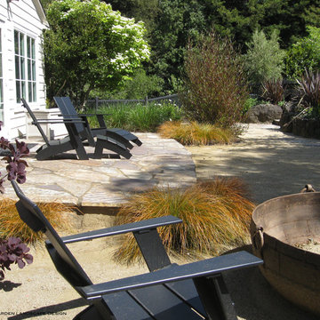 Eco-friendly garden in Kentfield, CA lawn replaced with DG and hardy plants