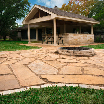 Edwards Outdoor Oasis - Outdoor Kitchen, Flagstone pavers and fire pit