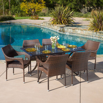 Elegant Backyard with Poolside Dining Set