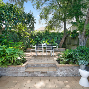 Transitional courtyard patio in Sydney with concrete pavers and no cover.