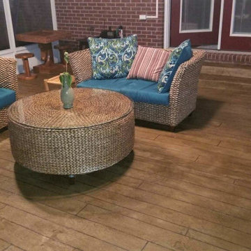 Enclosed Patio: Stained Concrete Wood Planks