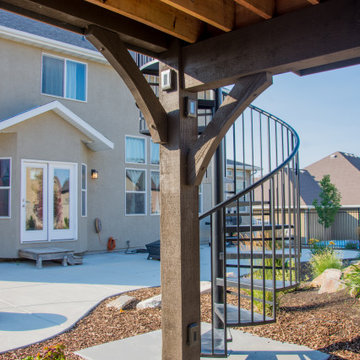Entertainment Size | 2 Story Pergola Deck with Spiral Staircase