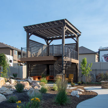 Entertainment Size | 2 Story Pergola Deck with Spiral Staircase