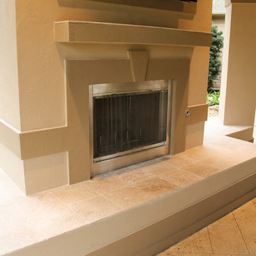 Extended Covered Patio with Fireplace and Dining Room