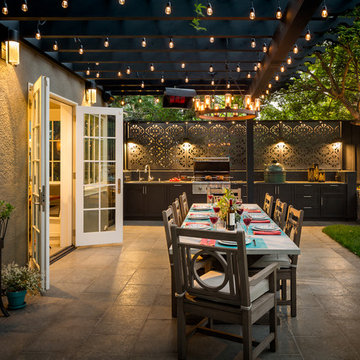 Exterior Patio Dining Under Trellis
