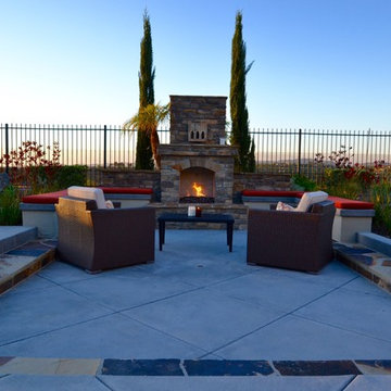 Fairbanks Highlands-Low Water Landscape, Custom Fireplace and Concrete