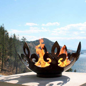 Fiery Fleur-de-Lis 37 inch Sculptural Firebowl