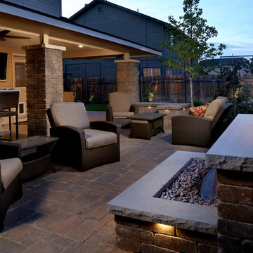 Fire and Water Feature Outdoor Living Space