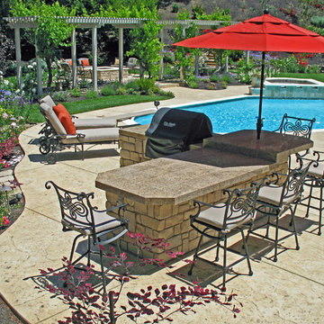 Fire Pit, Patio and Arbors, BBQ and the color Red
