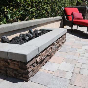 Fire Pit, Pavers and Wall