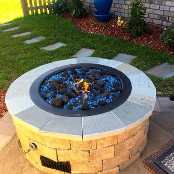 Fire Pit with Blue Glass Beads