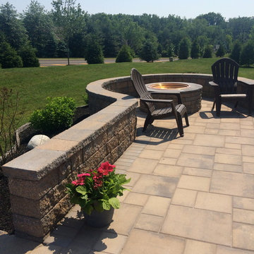 Fire Pit with Copper Bowl/Seating Wall