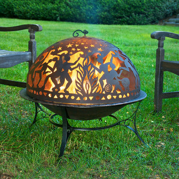 Fire Pit with Full Moon Party FireDome Spark Screen by Good Directions