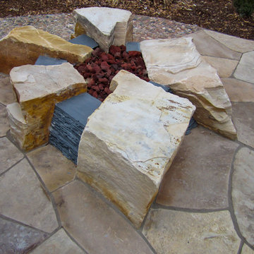Fire Pit with Slate in Stone Patio