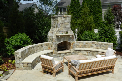 Fireplace, Patio, Seat Wall, Stepping Stones, Privacy Landscaping
