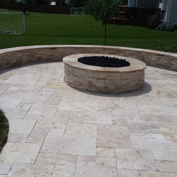 fishers patio, fire pit, seat wall