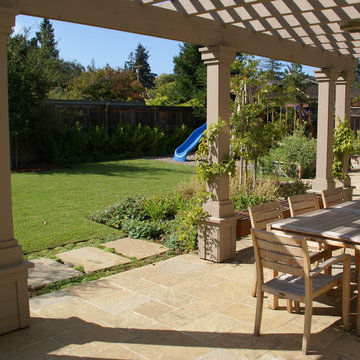 Flagstone patio and arbor