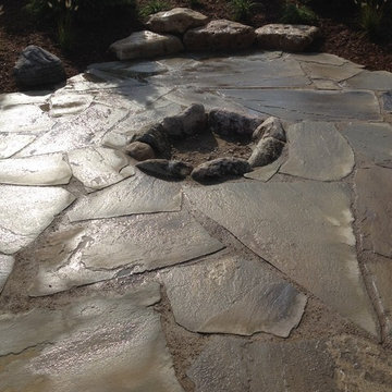 Flagstone patio and fire pit