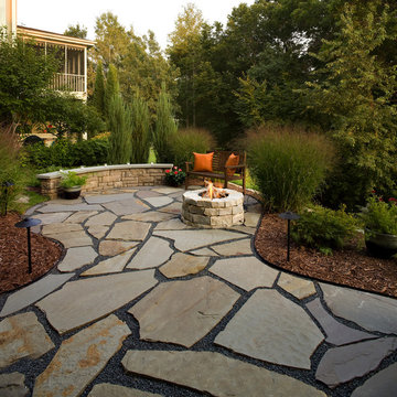 Flagstone Patio and Natural Stone Fire Pit