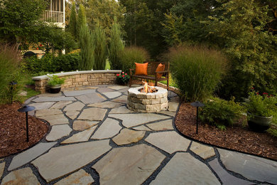Flagstone Patio and Natural Stone Fire Pit