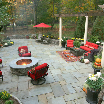 Flagstone Patio with Fire Pit and Arbor