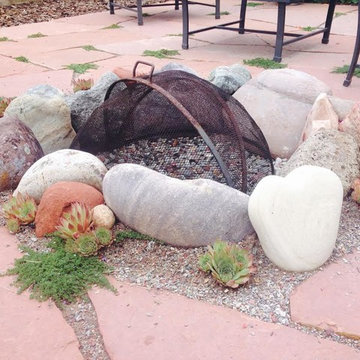 Flagstone Patio with Fire Pit & Gardens