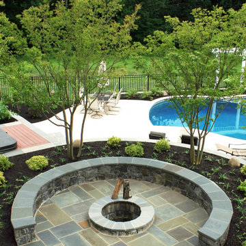 Flagstone patio with firepit