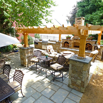 Flagstone Patio with Fireplace
