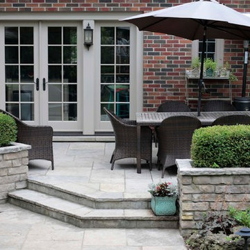Flagstone Patio with Natural Stone Planters