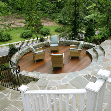 Flagstone Terrace with Wooden Patio