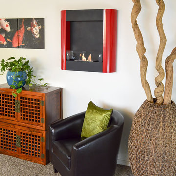 Focolare Muro Rosso Red Wall Mounted Ethanol Fireplace