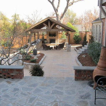 Freestanding Outdoor Kitchen with Gas Grill and Fireplace