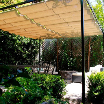 Freestanding Slide on Wire Awnings