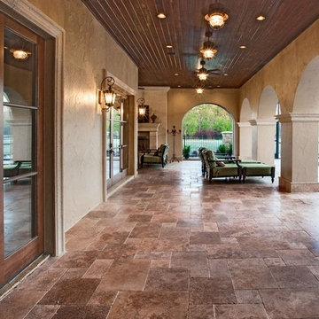 French Pattern Noce Tumbled Travertine Paver