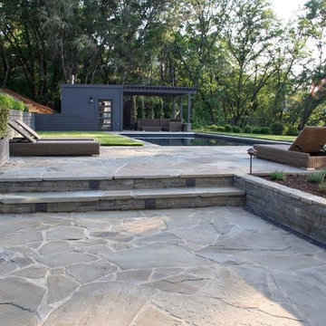 Full Color Bluestone paving, steps and wall