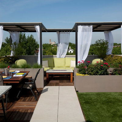Trendy patio photo in Chicago with decking and a gazebo